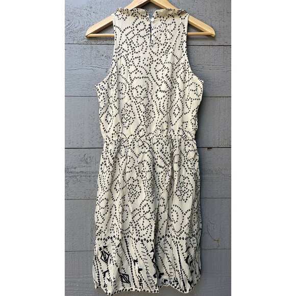 Tintoretto Shift Geo Printed Embroidered Peter Pan Mini Dress S - Picture 3 of 5